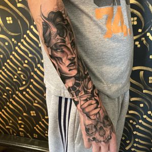 Demon lady cover up sleeve, hand also by me bully healed. 