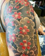 Sakura Half sleeve #sakura #halfsleeve #cherryblossoms #jfztattoo #japanesetattoos #seattletattoos #seattletattooers 