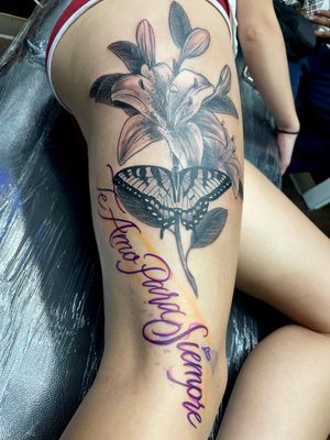 Freehand lettering , finished/fresh butterfly & flowers