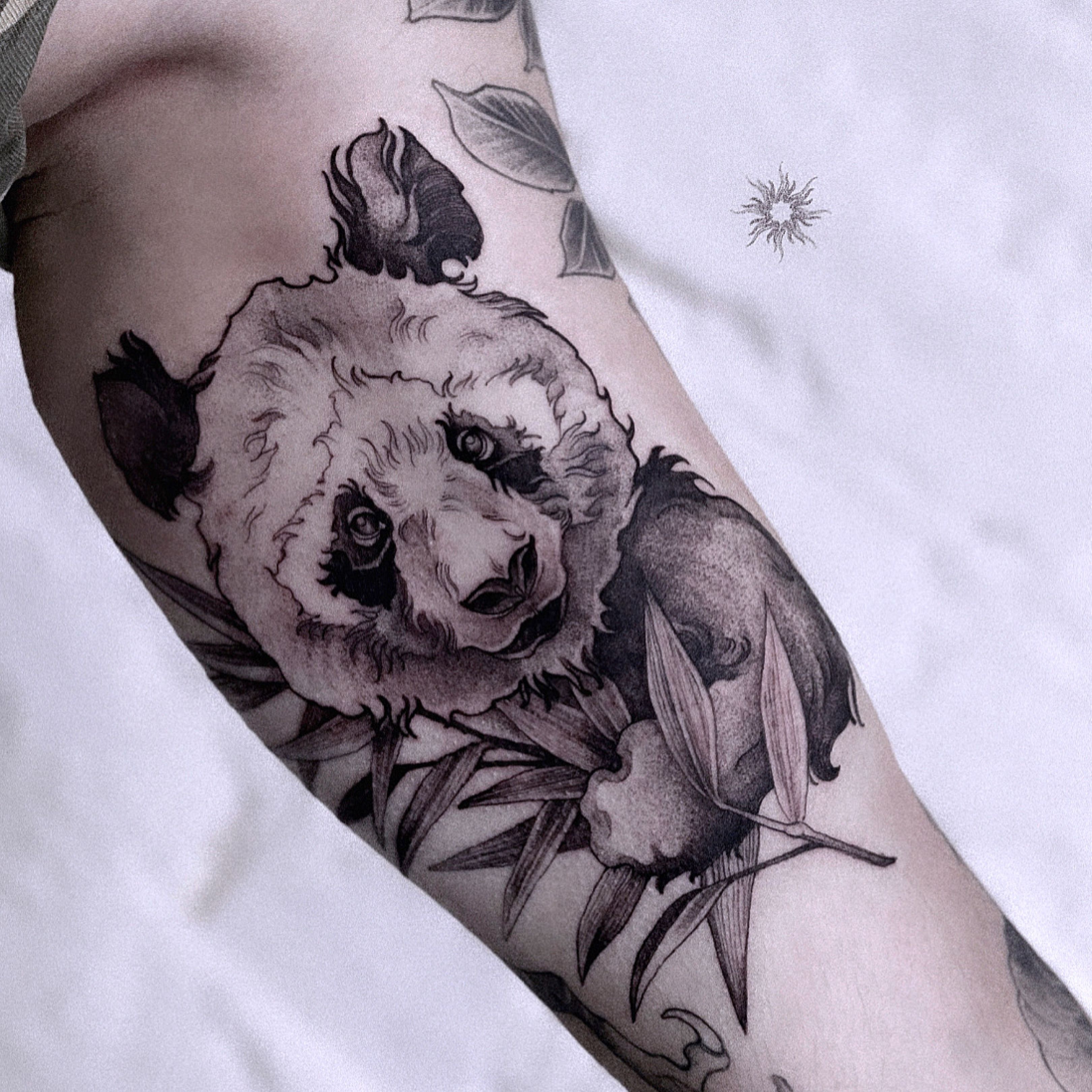 Cute Panda Waterproof Lasting Tattoo Stickers uomo donna braccio spalla Art  Decal Square Tattoo - AliExpress