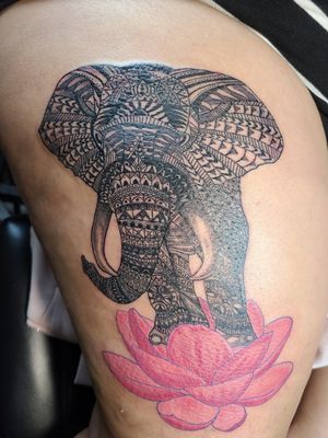 Polynesian elephant and lotus 