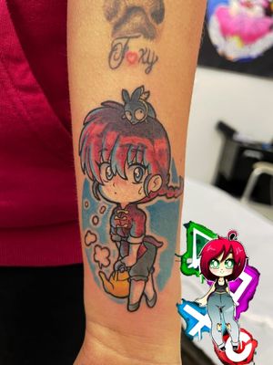 #chibitattoo #ranma½ #ranmatattoo #cartoontattoos #colortattoo #girltattoos #animetattoo #animelovers #rumikotakahashi #worldfamoustattooink #claryscarlettattoo