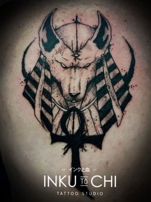 Tatuaje del dios egipcio Anubis!!! #inkutochi #tattoostudio #tattoos #tatuajes #santamartatattoo #blackink #egypciantattoo #anubistattoo
