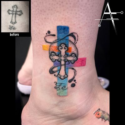 colorful crosses tattoos
