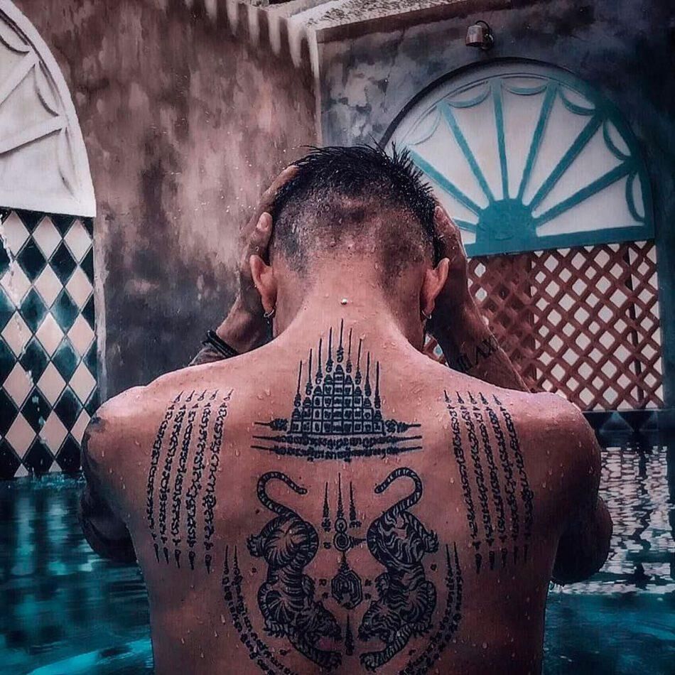 ALL DAY Tattoo BKK  Traditional Thai tattoos sak yant by Jong on Muay  Thai pro fighter  Facebook