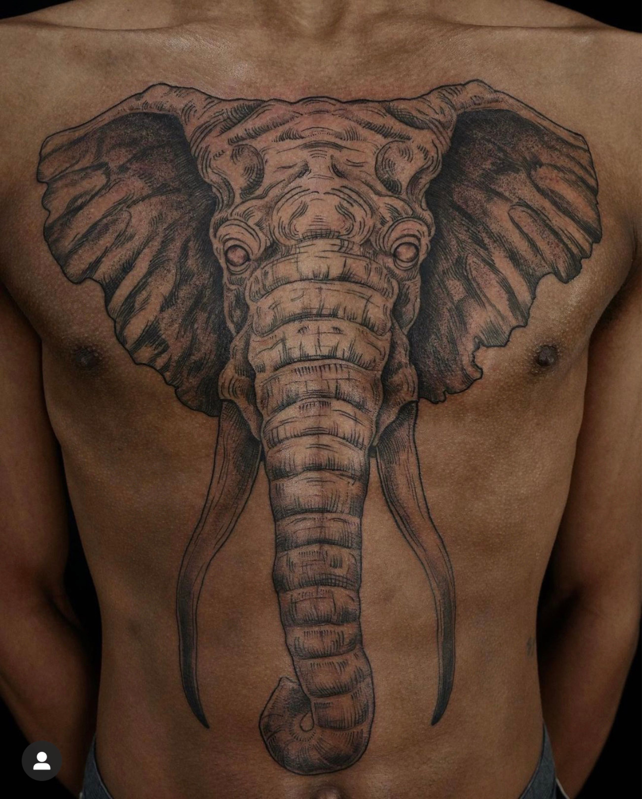 Traditional Style Elephant Tattoo by Deno TattooNOW