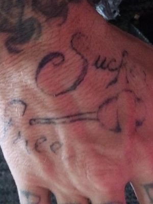 Not the best picture, but a little bit of lettering I did on my brother's hand