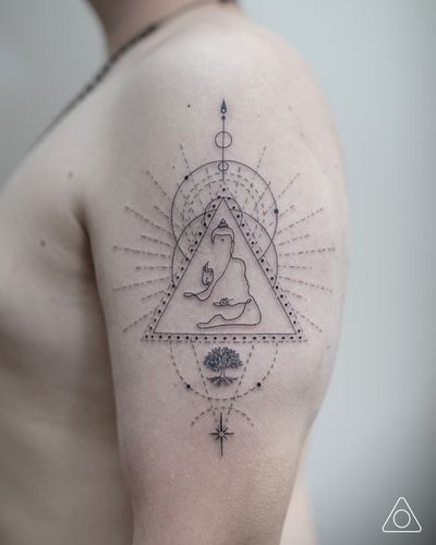 Abstract Spiritual Buddha Tattoo