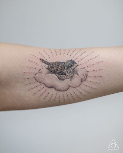 Baby sparrow angel tattoo