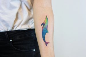 Colorful dolphin tattoo