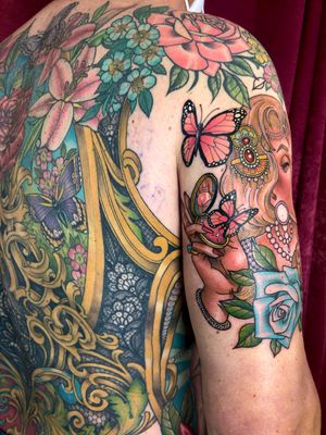 Back of arm almost finished, back piece by me healed 💕