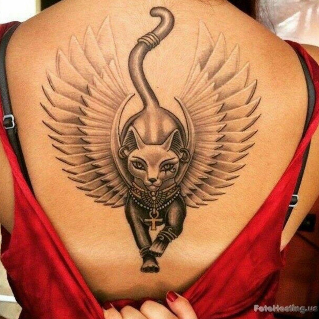 Egyptian Cat With Wings Tattoo