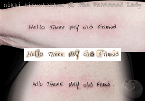 Did these fun lil handwriting tattoos just over a year ago. There were two handwritten letters that I pulled the text from, as they didn't have the exact phrase written down, so it was kind of like putting together a puzzle. . . . . #HandwritingTattoos #Handwriting #SiblingTattoo #MemorialTattoo #HandwrittenTattoo #tattoos #BodyArt #BodyMod #modification #ink #art #QueerArtist #QueerTattooist #MnArtist #MnTattoo #TattooArt #TattooDesign #TheTattooedLady #TattooedLadyMN #NikkiFirestarter #FirestarterTattoos #firestarter #MinnesotaTattoo #MNtattooers #DarkLab #FKiron #EternalInk #Saniderm #H2Ocean #TextTattoo