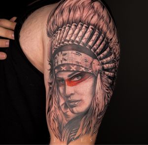 Native girl#nativeamericantattoo #nativegirl #kinktattoostudio #tattoosleeve #tattoogirl