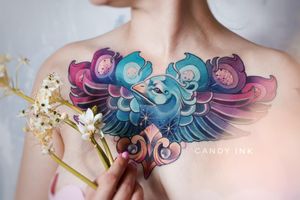 Peacock chest piece 🦚
#peacock #chest #candyink #neotraditional #colorful