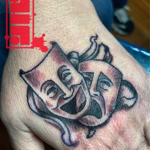 Laugh now cry later theme for female client hand…#laughnowcrylatertattoos #handtattoos #byjncustoms