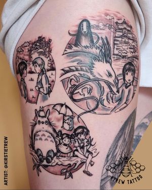 Studio Ghibli Colour Tattoo by Kirstie at KTREW Tattoo - Birmingham UK #studioghibli #tattoo #colourtattoo #thightattoo