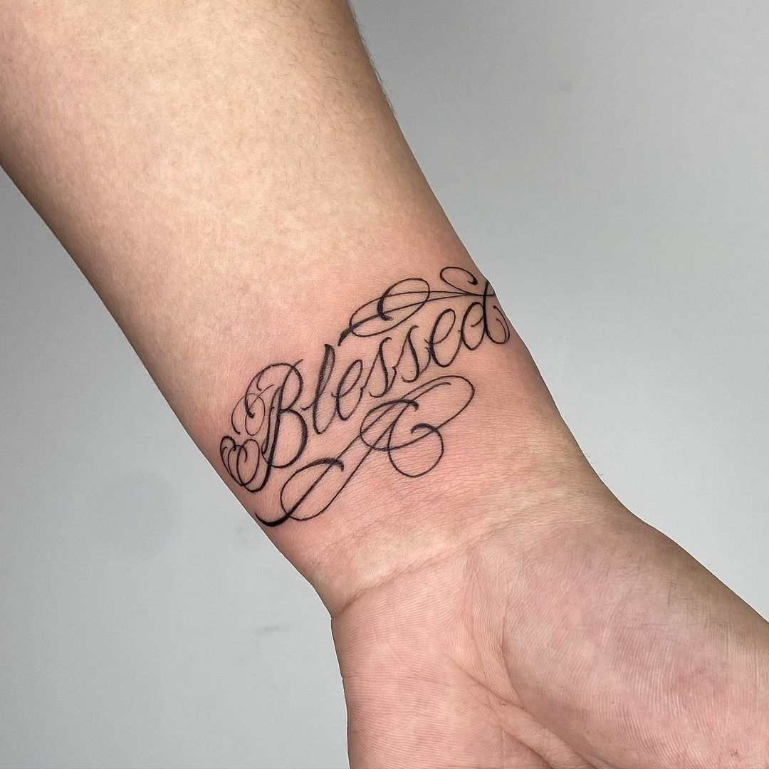 blessed lettering tattoo tattoo lettering  Blessed tattoos Free tattoo  fonts Tattoo fonts