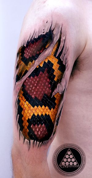 ripped skin / snake skin tattoo