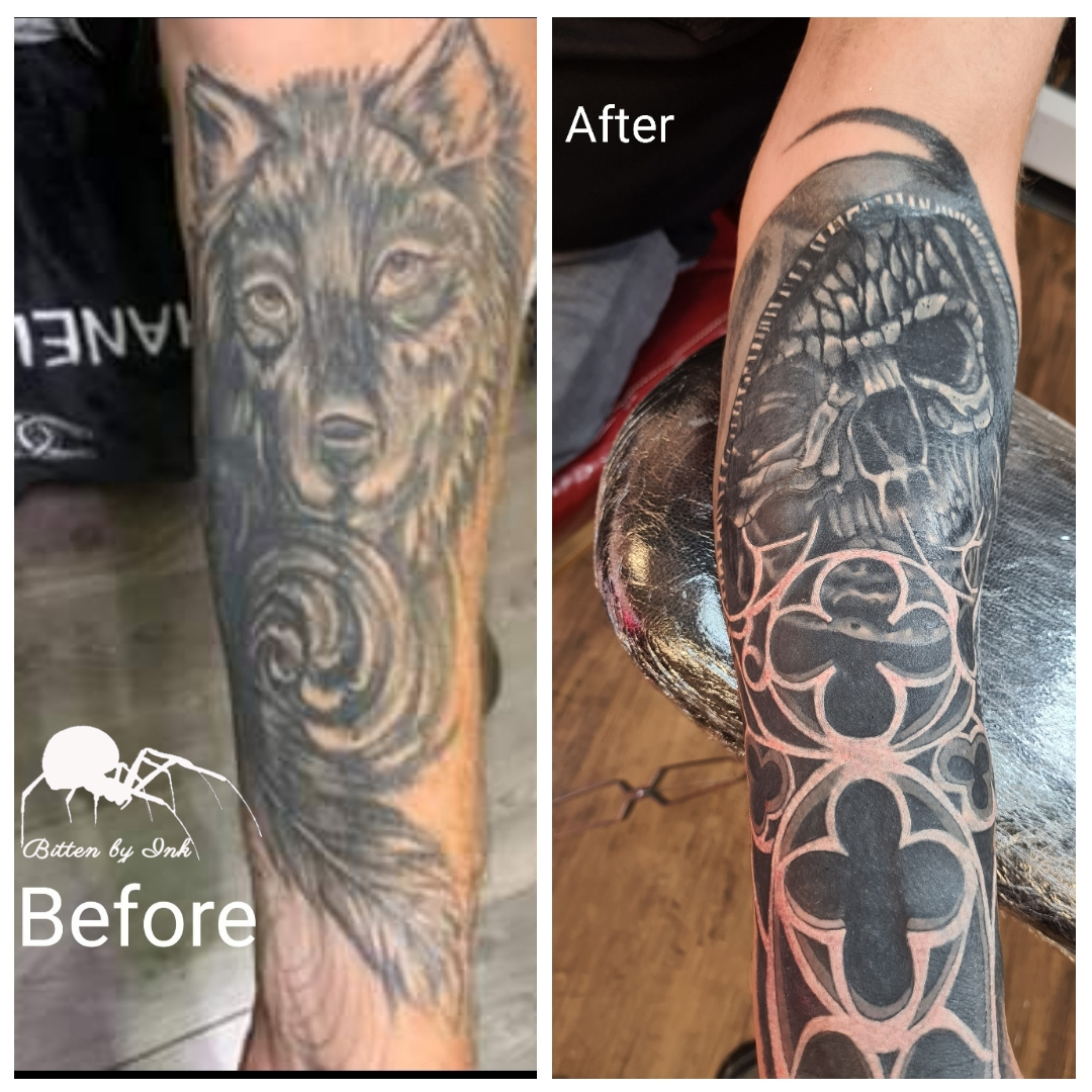 Tattoo uploaded by Bitten by Ink • Cover up Scull and Geometric Patterns • Tattoodo Tattoo uploaded by Bitten by Ink • Cover up Scull and Geometric Patterns • Tattoodo