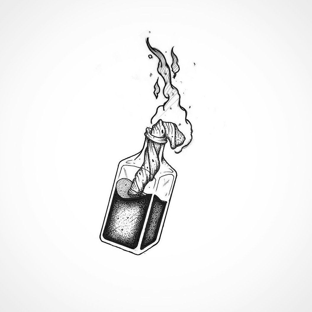 molotov cocktail drawing