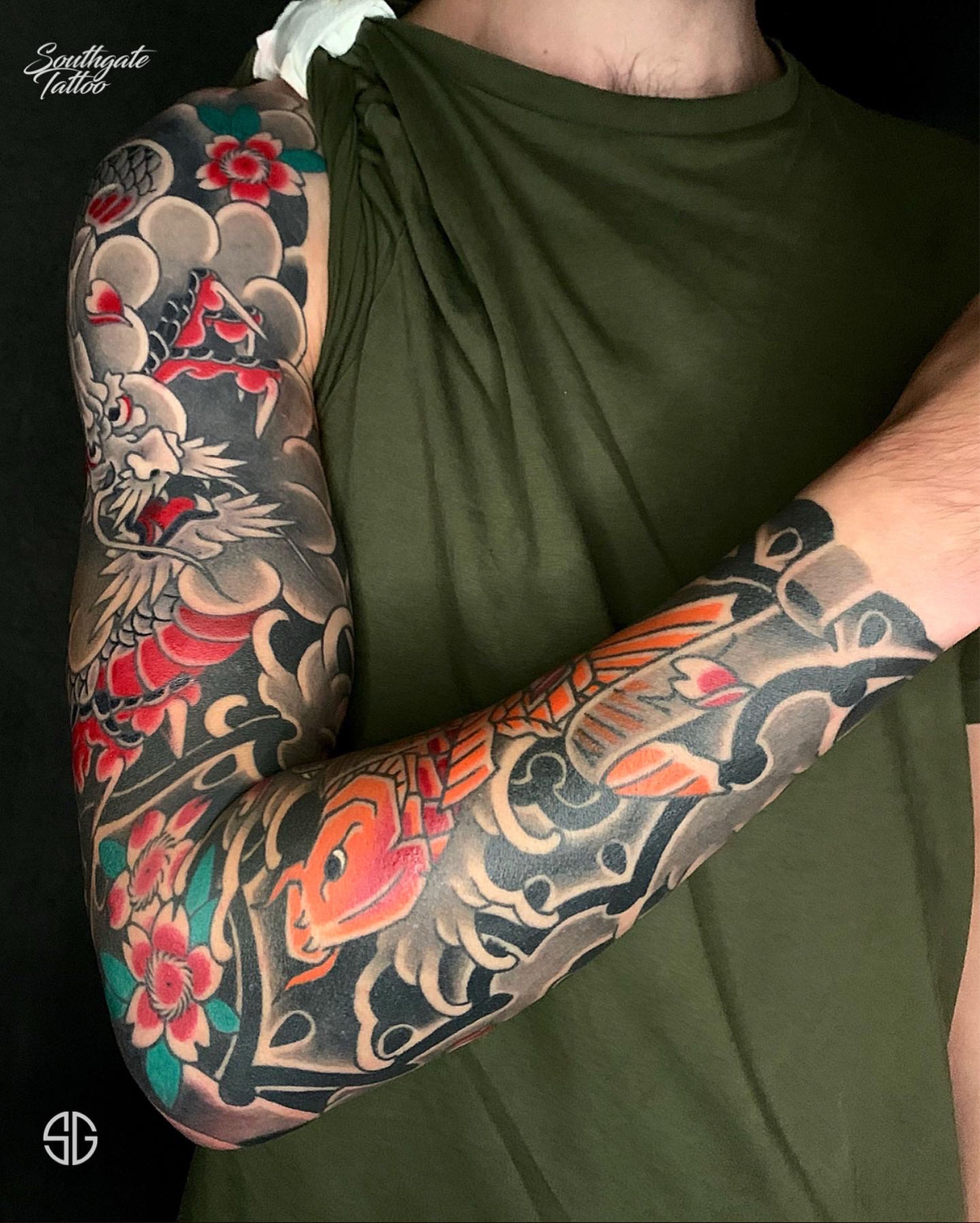 Mike-Rubendall-Portfolio-Half-Sleeve-Koi-01 - Kings Avenue Tattoo