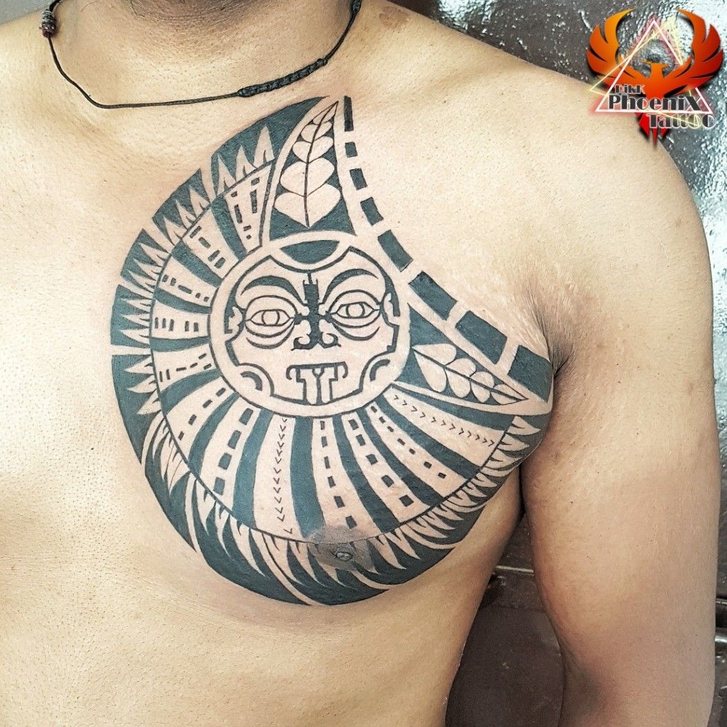 chest poly tribal tattoo women｜TikTok Search