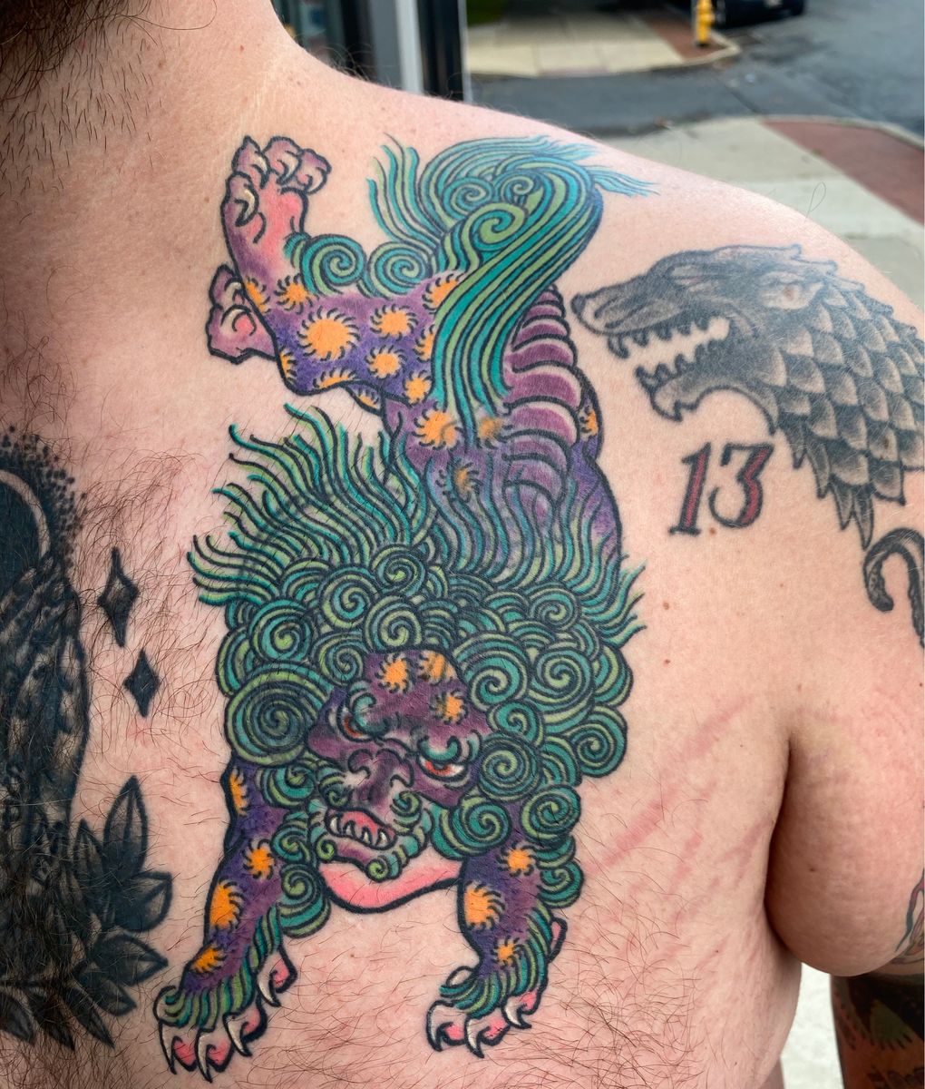 Tattoo uploaded by Savannah Brayton • Foo dog cover up • Tattoodo