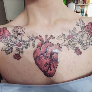 Heart Anatomy Floral Chest Piece 