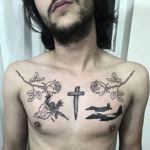 Tattoo uploaded by Sean-9mag • Chest tattoo design made of small