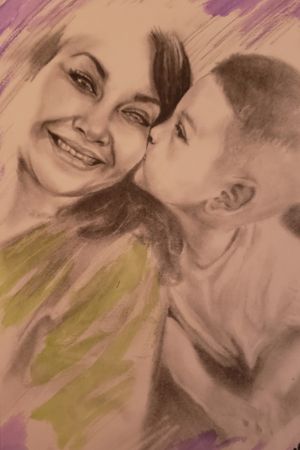 A portrait of my wife an son 💙 😍 I love this one ...