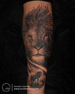 Lion Tattoo done by Anvesh Gajengi at Circle Tattoo