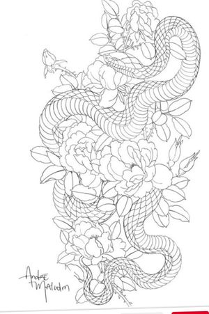 Snake flower drawing 