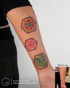 Scar Cover-up Color Tattoo done by Bishal Majumder at Circle Tattoo