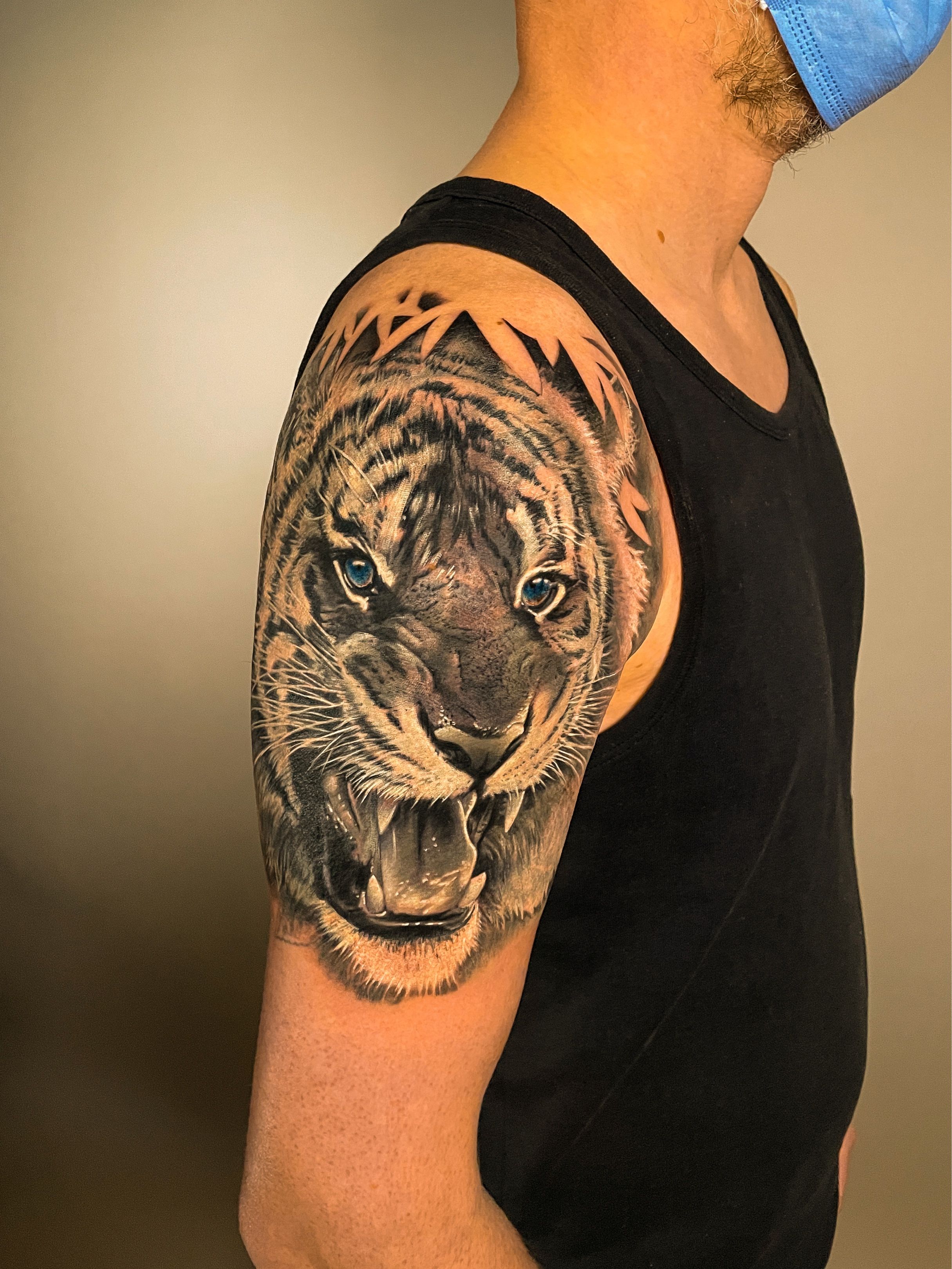 Growling Tiger Black Skull Best Temporary Tattoos| WannaBeInk.com