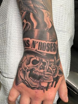 Guns n Roses inspired hand tattoo 