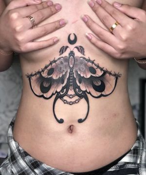 custom moth blackwork tattoo by weijimeiji