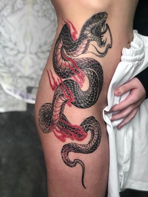 blackwork snake tattoo by weijimeiji