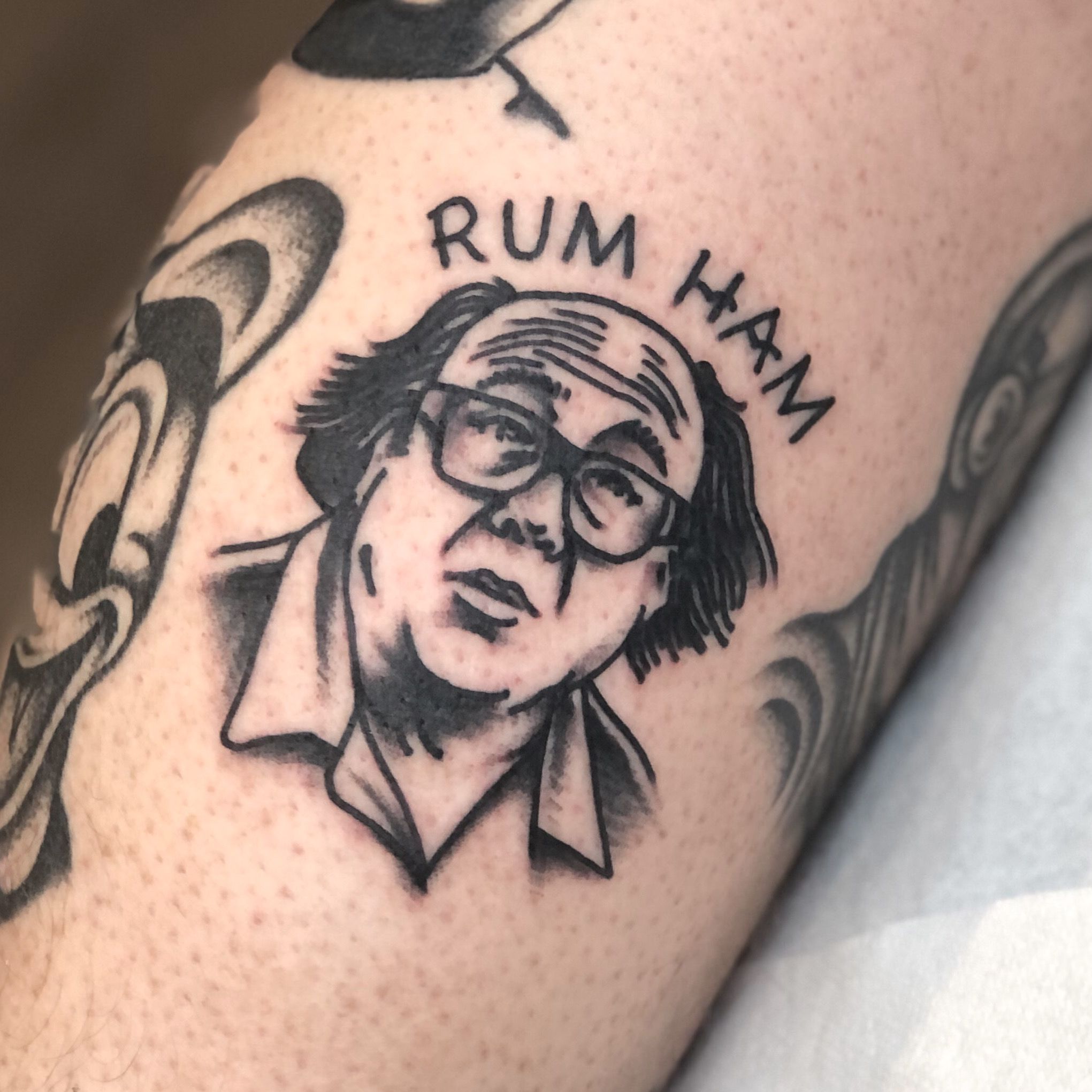 Tattoo uploaded by Phil Rossiter • Rum Ham, Danny DeVito from its always  sunny in Philadelphia aka Frank Reynolds • Tattoodo