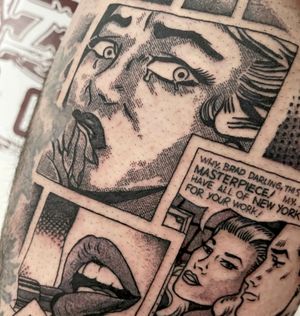Comics style , Roy Lichtenstein, close up , detail