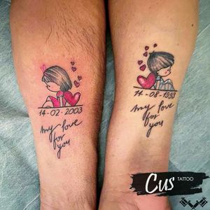 Babys! A couple get a tattoo with the birth dates of their children