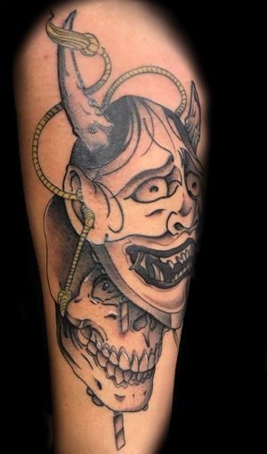 Pt.1 hannya and skull black and grey, some color