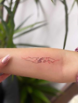 Red thread of fate fineline tattoo 