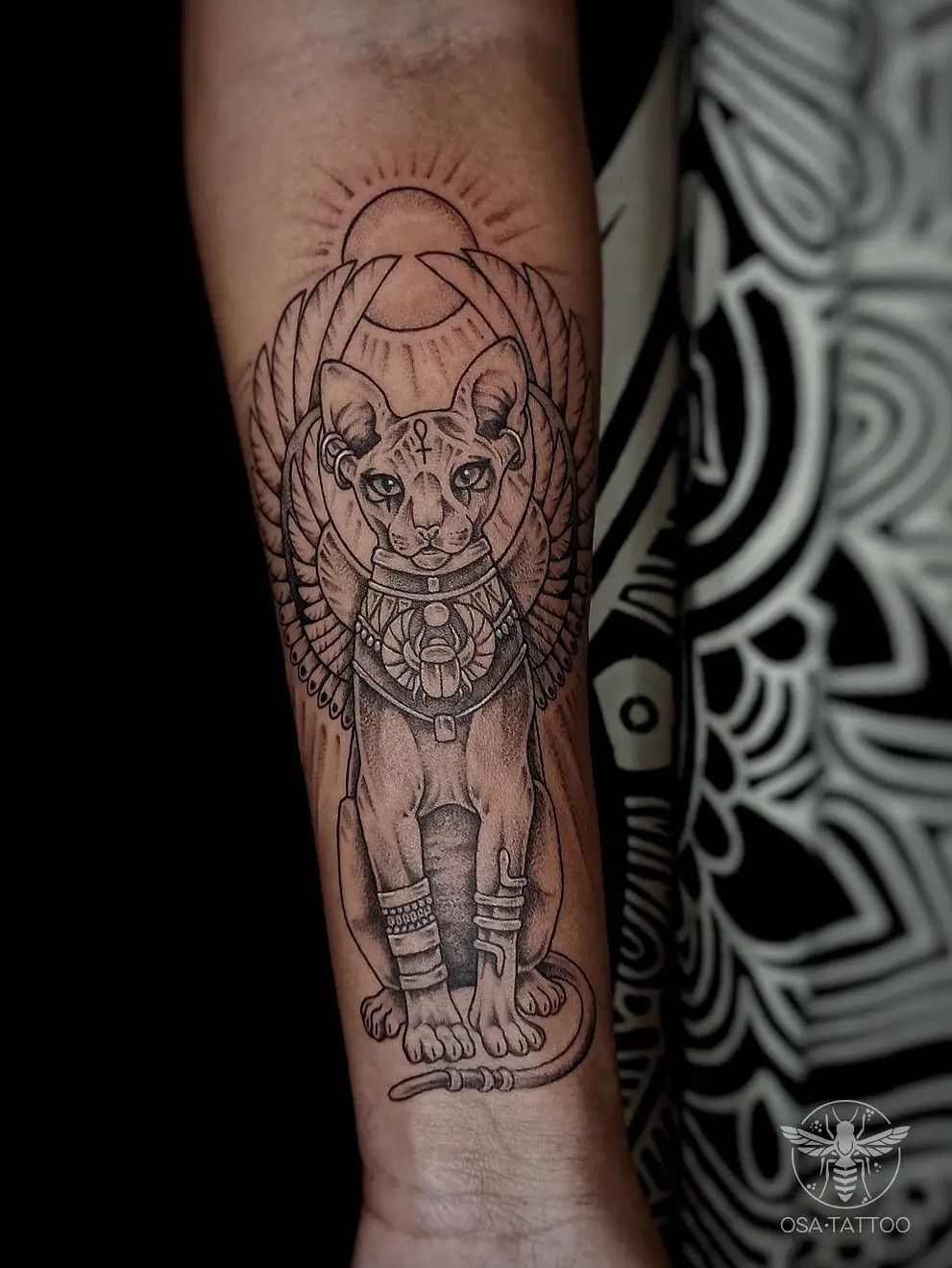 Hand poked goddess bastet tattoo  Tattoogridnet