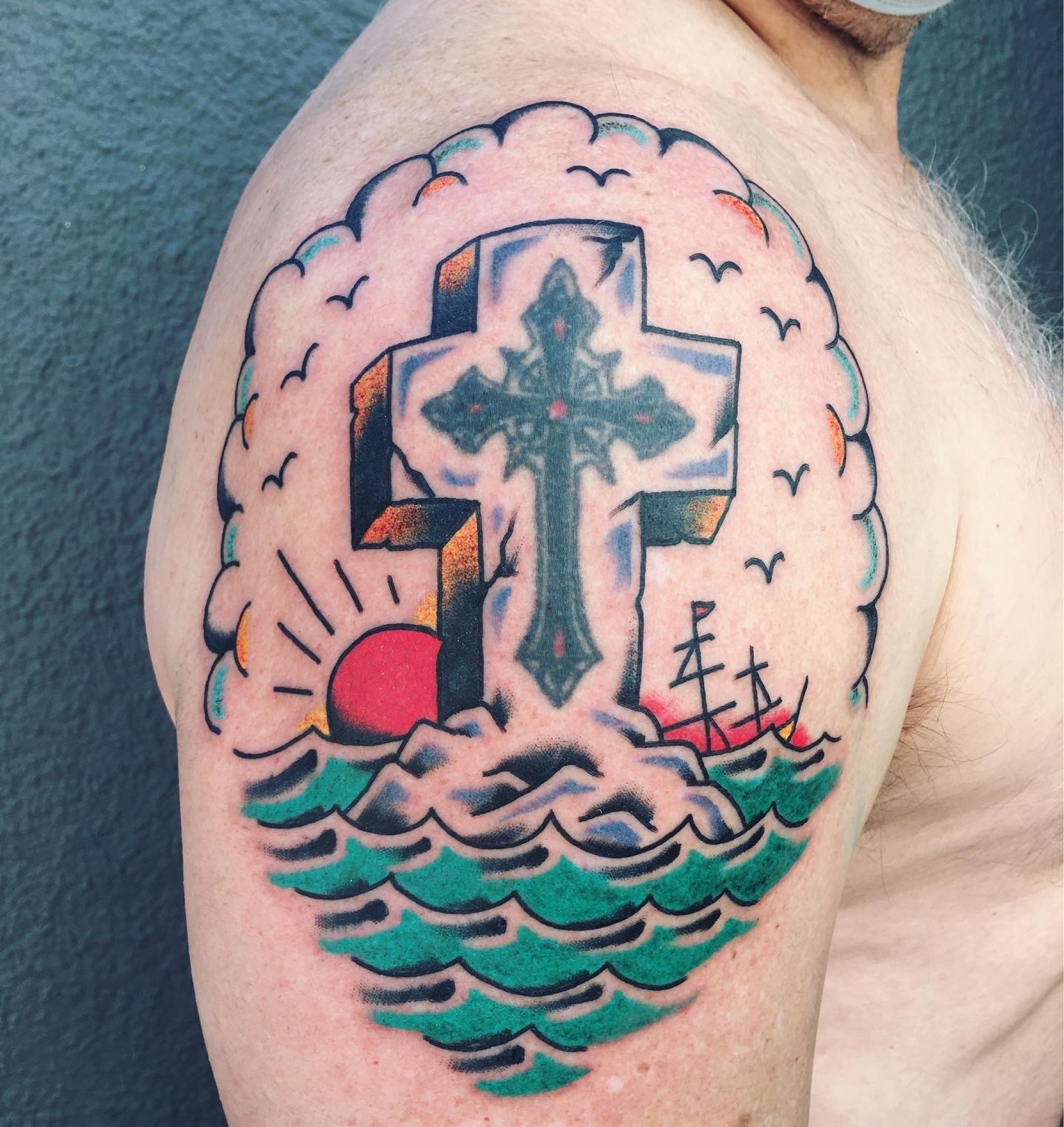 I found this cross when looking for good christian tattoo ideas does anyone  know what these signs at the bottom of the cross mean? : r/Christianity