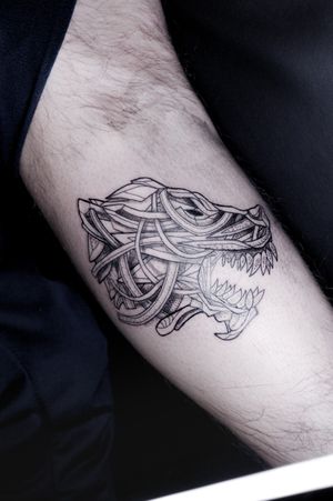 Neo viking métal Fenrir tattoo by tatoueur Nordic nicolasyede 