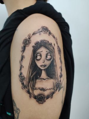 La novia cadáver, black&grey tattoo by Sigrid Mira 