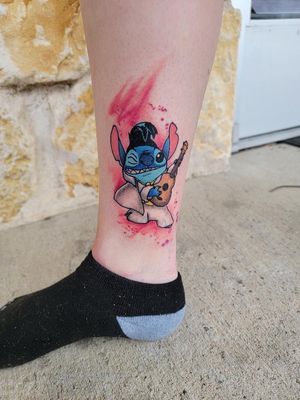 Elvis stitch done by Tony Maxwell. Done at Symmetry 6 but now works at Dark Age tattoo  