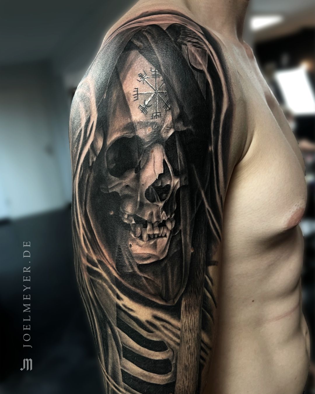 Tattoo of a grim reaper with scythe vintage Vector Image