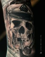 Sailor Skull Realistic Tattoo Black and Grey Joel Meyer